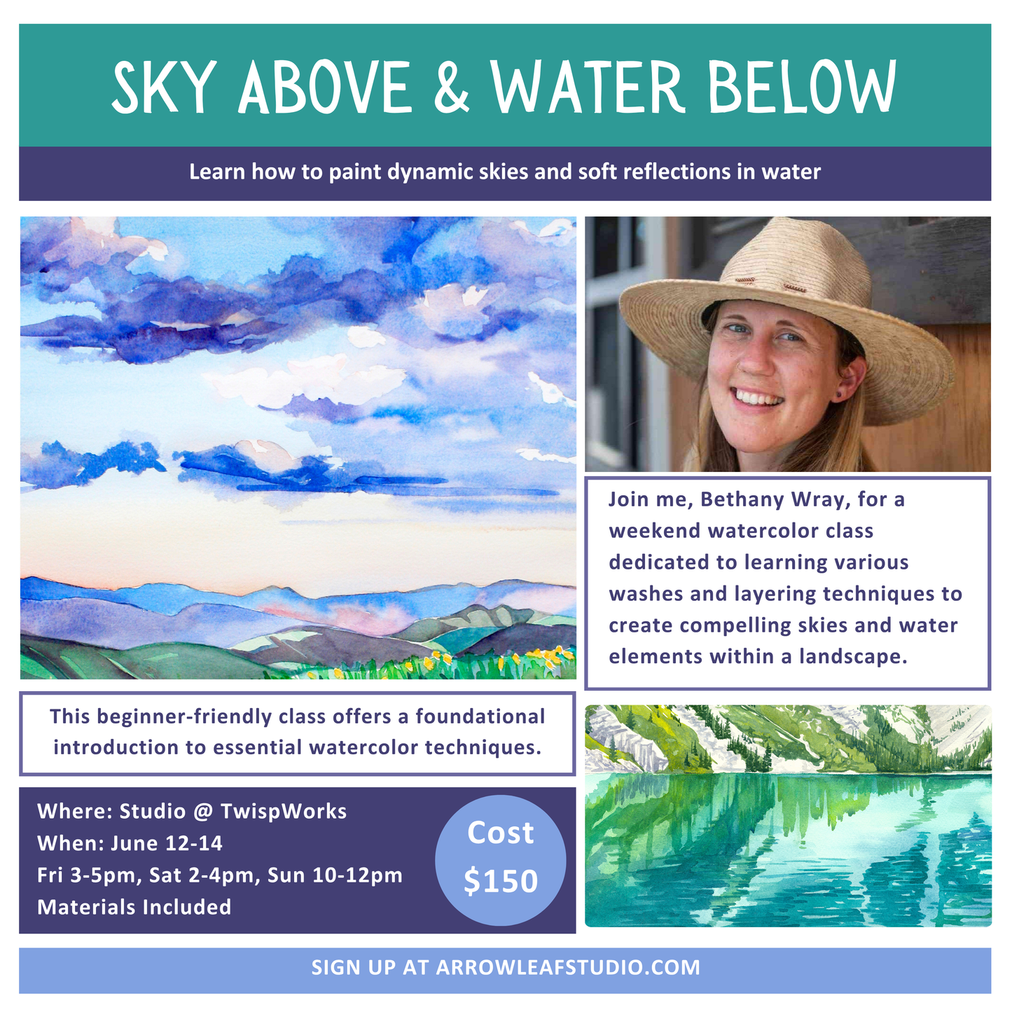 Sky Above & Water Below: Learn how to paint dynamic skies and soft water reflections